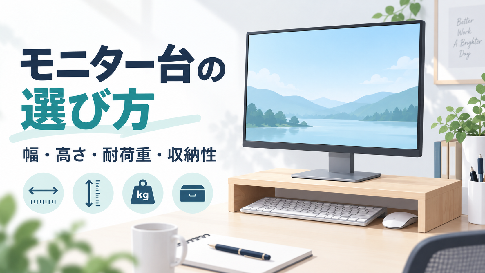 デスク用モニター台の幅・高さ・耐荷重・収納性を比較する記事のアイキャッチ