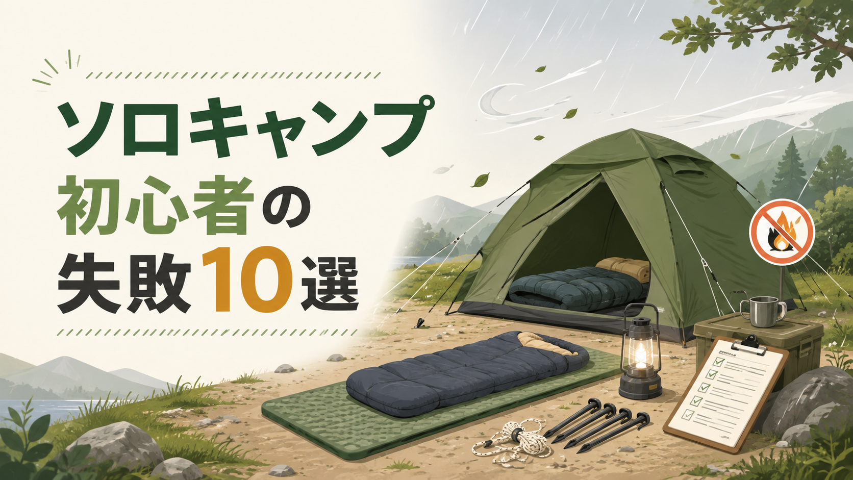 ソロキャンプ初心者が失敗しやすいこと10選のイメージ